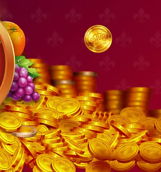 Moedas de coroa e símbolos do slot Royal Coins 2 na arte oficial da Mostbet
